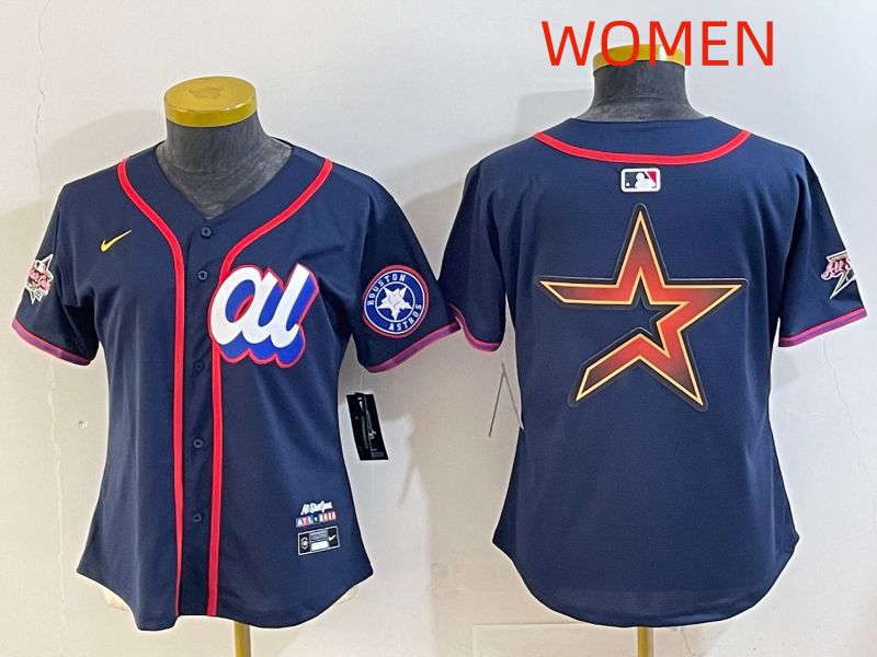 Women 2025 Houston Astros Blank Drak Blue All star Nike MLB Jersey style 05